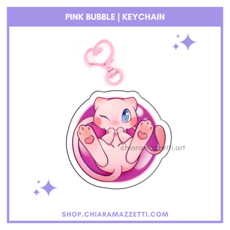 Pink bubble acrylic keychain